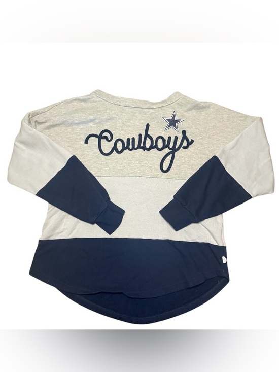 Touch Stadium Tops - Dallas Cowboys Women’s Medium Colorblock Crewneck Sweatshirt - Navy & Gray